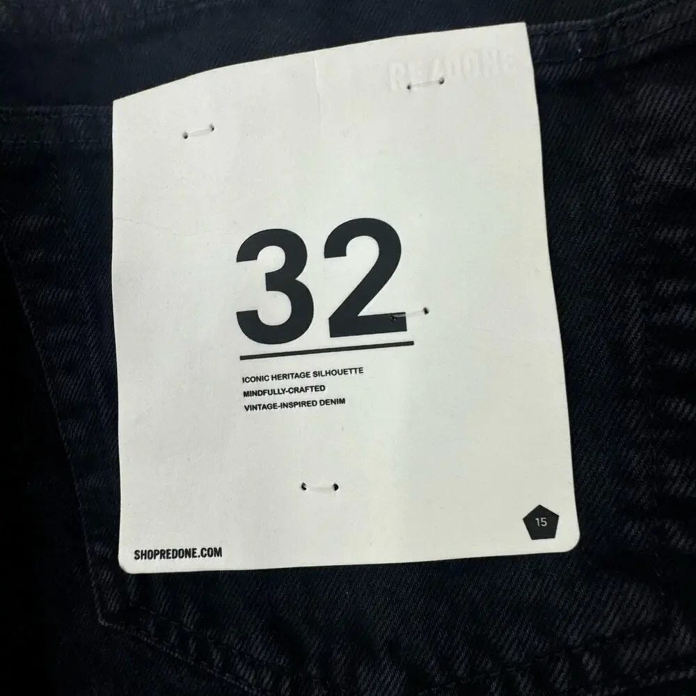 Re/Done 184-03WHRSKBT 70s High Rise Boot Skinny in Washed Black 32 NWT